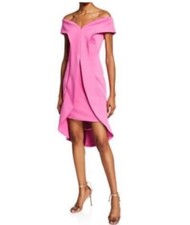 Sz 4 BLACK HALO Eve Anderson Pink Off Shoulder Ladies Scuba Dress Formal