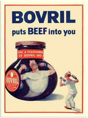 Blechschild 07020 19 Bovril bringt Rindfleisch in dich 1940er Jahre A5 8x6 Aluminium