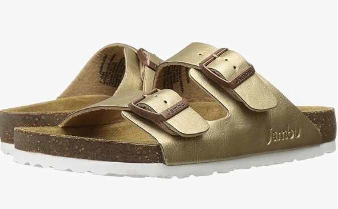 Jambu Women's Woodstock Vegan Slide Flat Sandals Bronze Size M