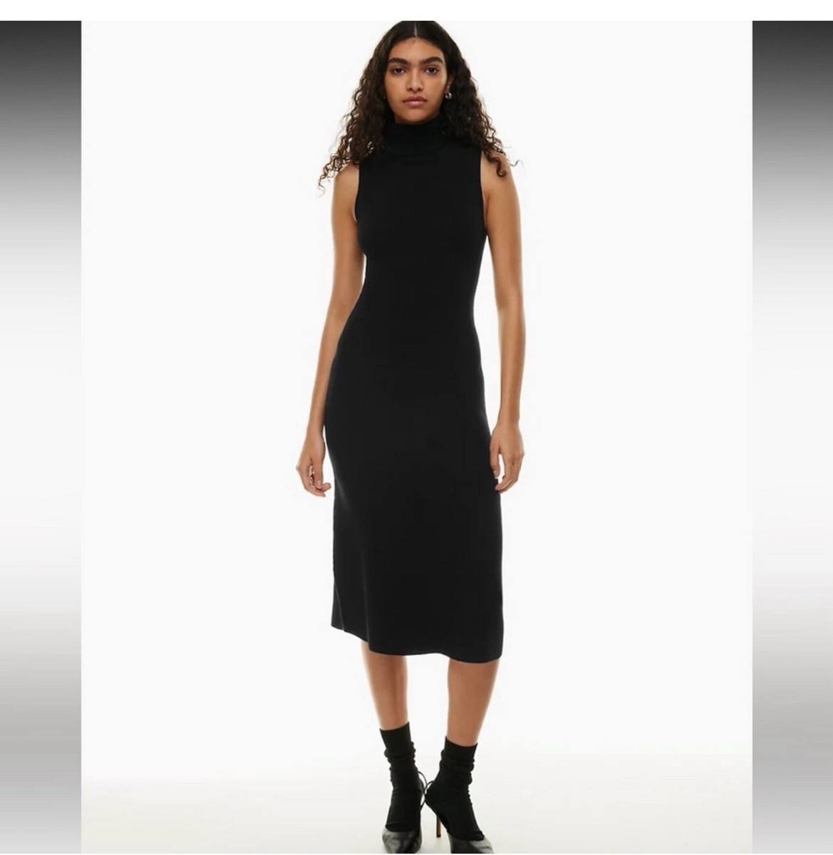 waka_ariです。 Wilfred By Aritzia Mimi Dress Black Turtle Neck Ribbed
