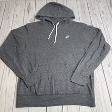 Nike Swoosh Logo Hoodie Hooded Sweatshirt Womens Medium Gray Embroidered