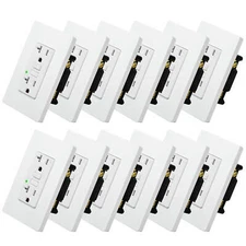 12Pack 20A WR GFCI Outlet White Tamper-Resistant ETL LED Indicator & Wall Plate