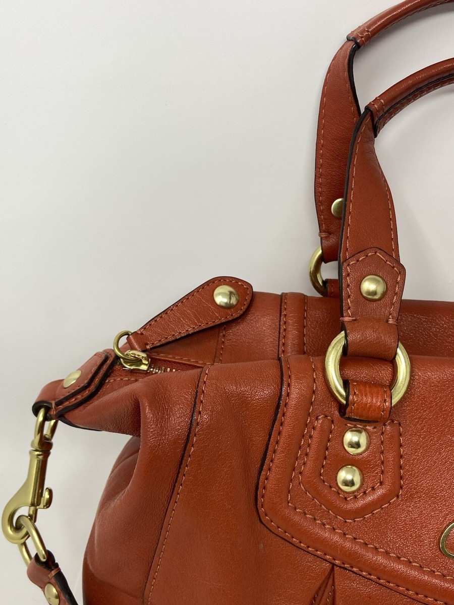 Coach Orange Coral Genuine Leather Satchel Handbag Purse G1273