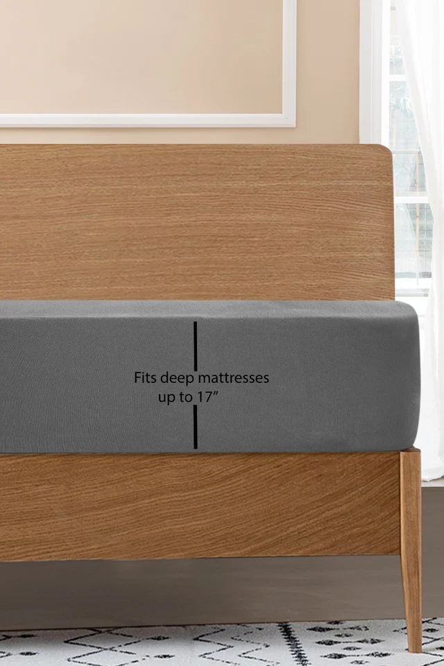 Sábana ajustable de punto elástico 100 % algodón turco sin pilling All Around Foto 2 de 4