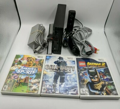 Nintendo Wii Black Console RVL-001 Bundle GameCube Compatible W/ 3 Games *Read