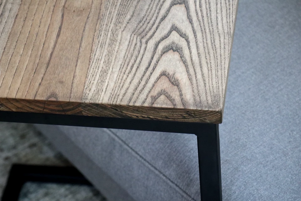 Ash and steel c-table, handmade, side table, coffee table, free shipping - Image 3 of 4