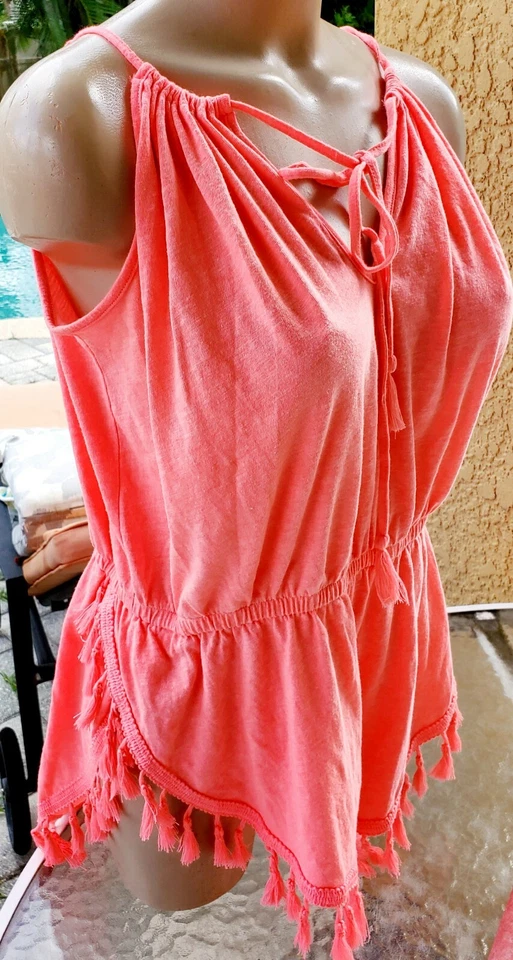 Victorias Secret CoverUp S Vintage Rosa Playa Mameluco Corto Jersey Algodón Melocotón Foto 4 de 4