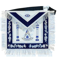 Masonic Past Master Lambskin Apron  Compass & Quadrant, Hand-Embroidered Regalia