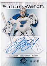 2012-13 UPPER DECK SP AUTHENTIC JAKE ALLEN FUTURE WATCH AUTOGRAPH /999