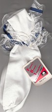 Lace Socks, Girls, White W/Navy Ribbon, By Famous Brand Irregular, 6-7 1/2, New