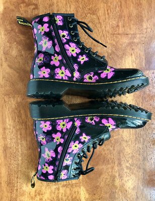 Dr Martens 1460 Pink Pansy Fayre Floral Patent Leather Boots Women s Size 6