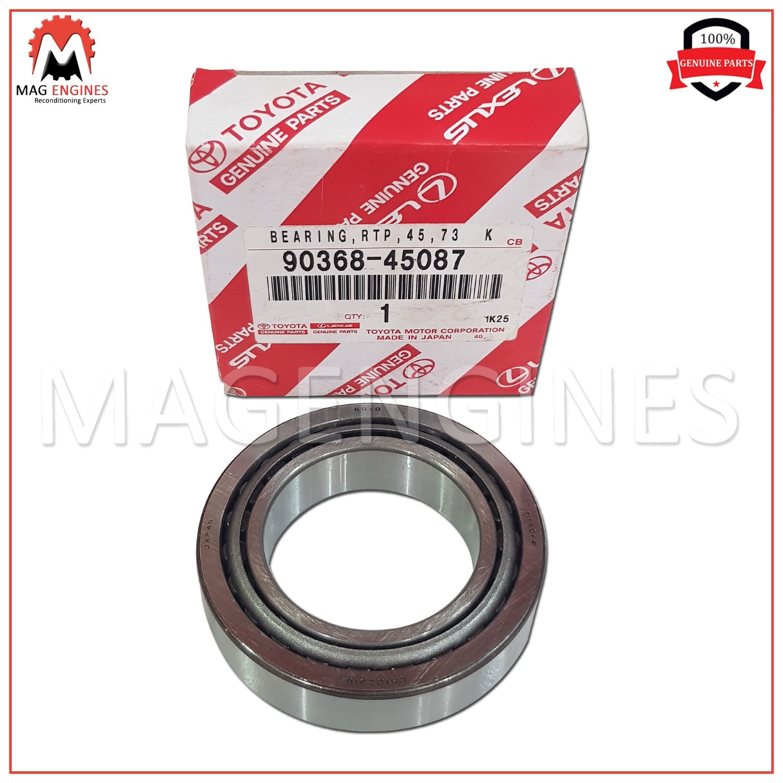 90368-45087 GENUINE OEM BEARING (FOR FRONT AXLE HUB OUTER), RH/LH 