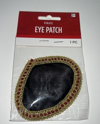 Pirate Eye Patch Halloween Costume Accessory Adult Teens Black Gold Red Cosplay