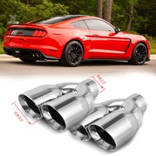 Exhaust Tip 2.5" Inlet 3.5" Dual Outlet Double Wall Weld On For Ford Mustang GT