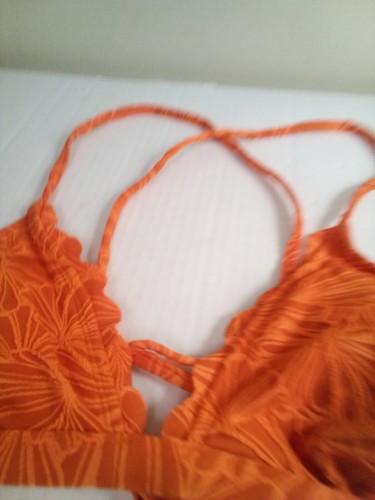 Cupshe Bikini Top Women XL Padded Cups Textured Scallop Trim Orange - Picture 6 of 13
