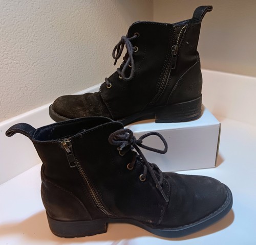 Born Shoes F06206 Troye Brown Suede Lace Up Ankle Boots Womens Size 5M Side Zip - Picture 2 of 11