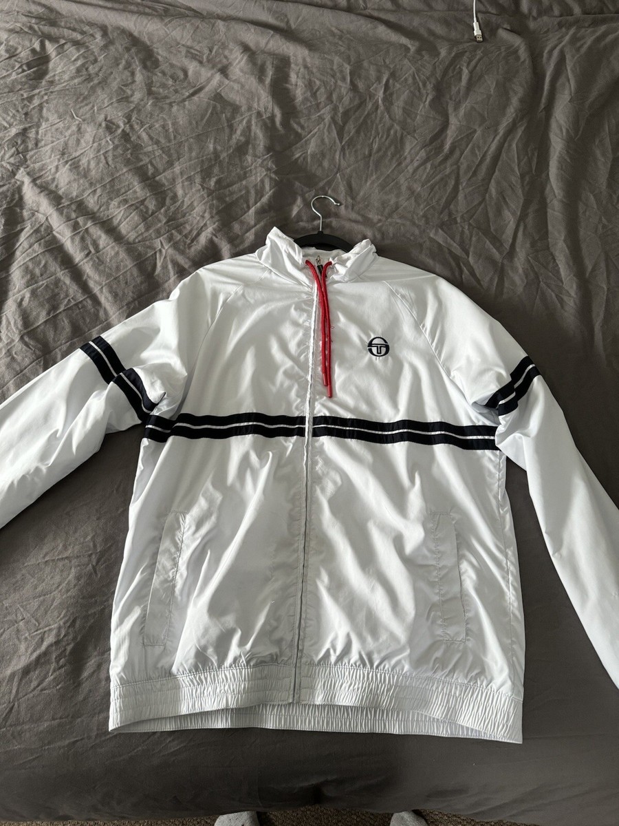 Sergio Tacchini Lightweight Hooded Jacket M White Mod