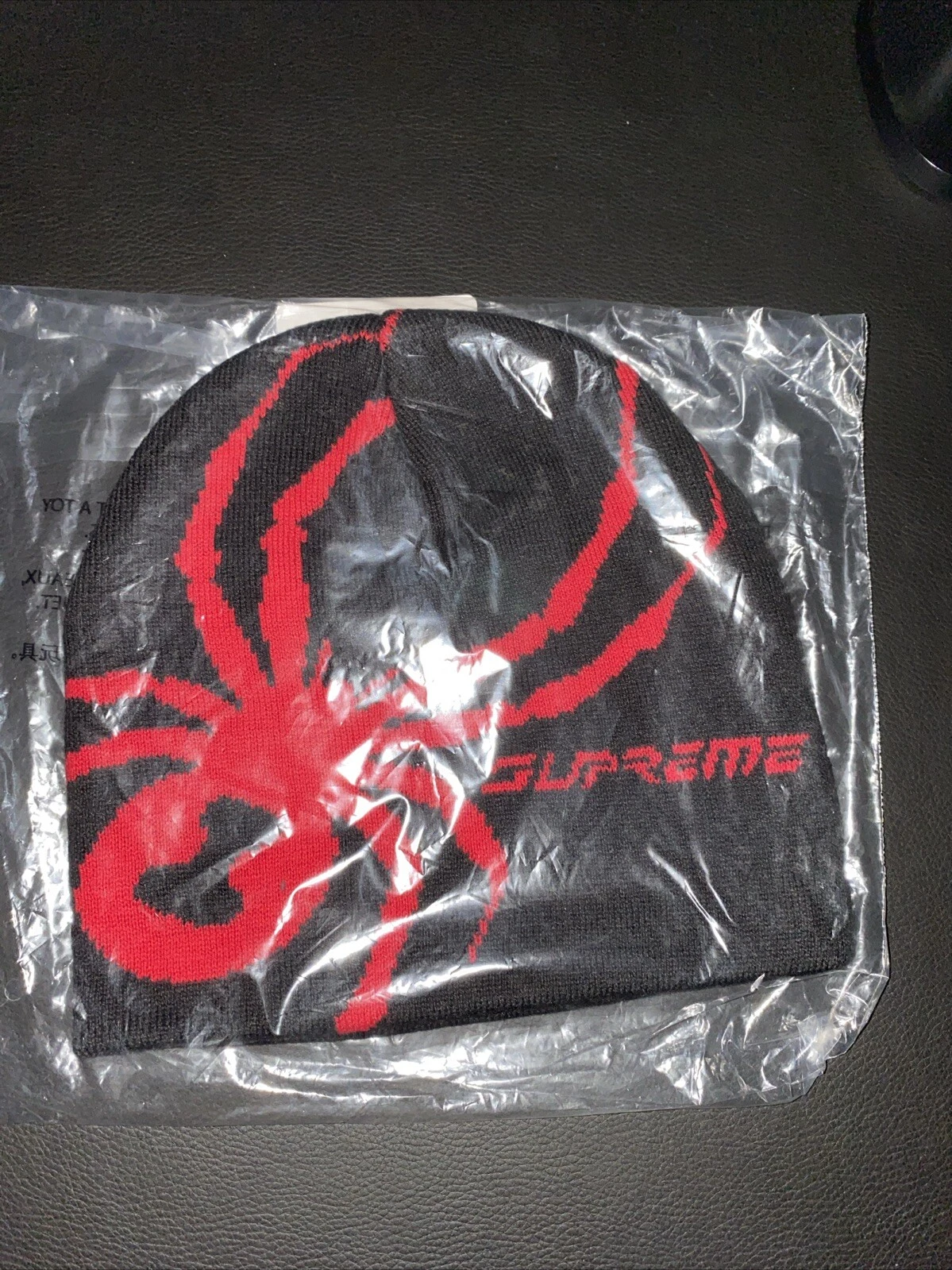 Bonnet Supreme FW24 Spyder logo graphique noir rouge taille unique neuf
