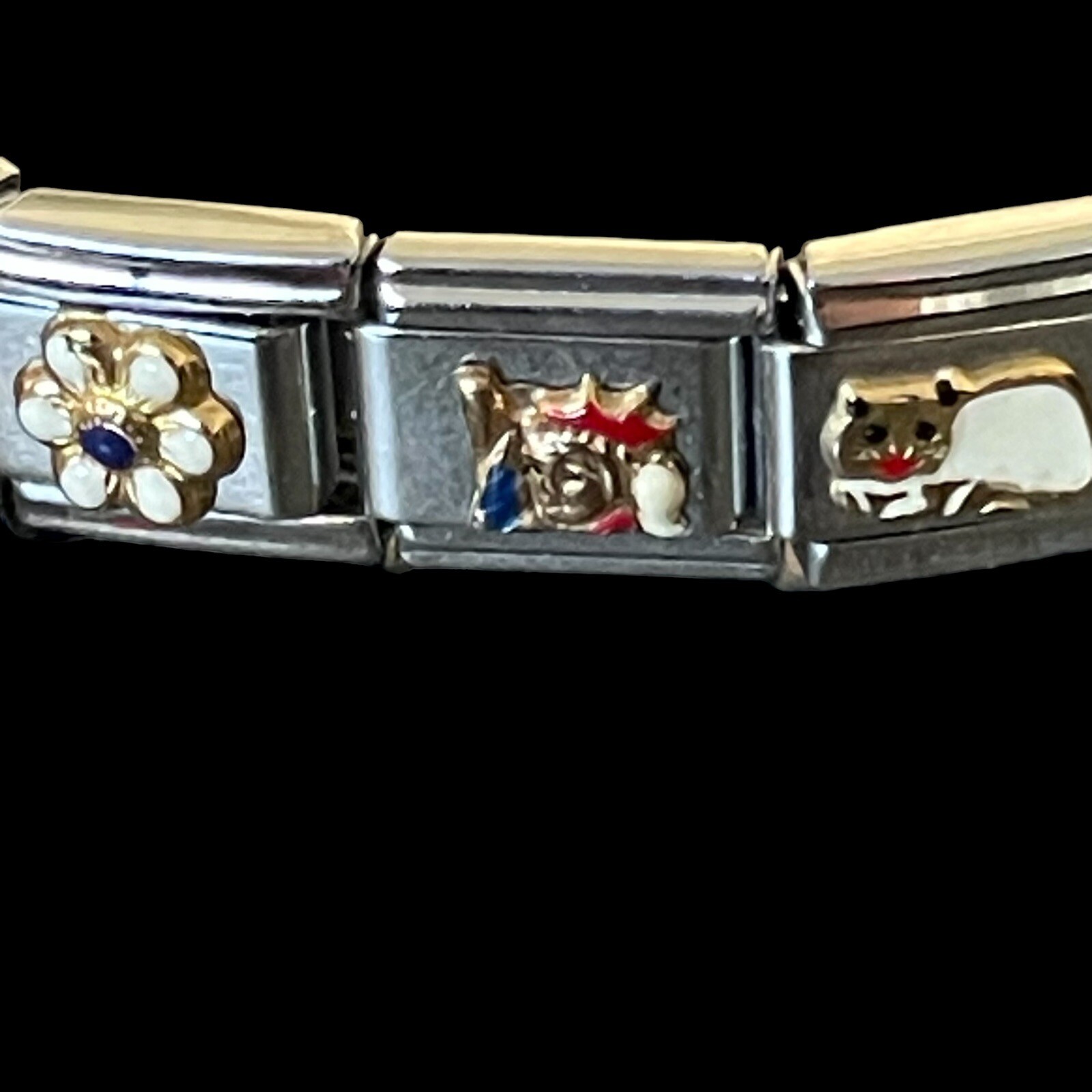 Zoppini Italian Segmented Stretch Charm Bracelet with SEVEN Charms 17