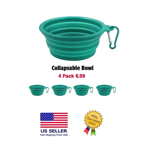 Collapsible Silicone Dog Bowls, 4 Pack,Expandable Pet Food & Water Dishes