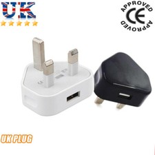 5V1A 3Pin USB Plug Charger Wall Chargers UK Power Adapter Fr iPhone Samsung