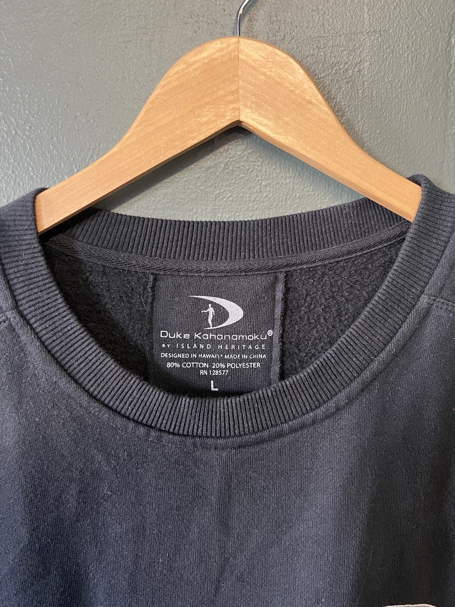 Duke Kahanamoku Mens Black Long Sleeve Pullover Sweatshirt Size
