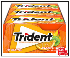 Trident Tropical Twist Sugar Free Gum, 12 Packs of 14 Pcs 168 Total Pieces