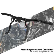 Black Front Engine Guards Highway Peg Crash Bar Fit For Harley Touring 2014 - 23