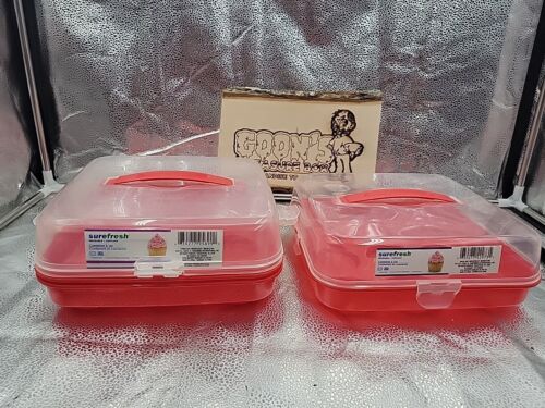 Cupcake Muffin Carrier with Handle Hold Cupcakes Clear Top Lot Of 3