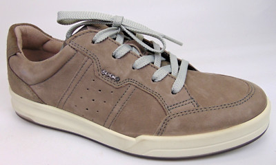 Ecco Jack Warm Gray Leather Lace Up Low Top Casual Sneakers, Men's Size 5 - 5.5