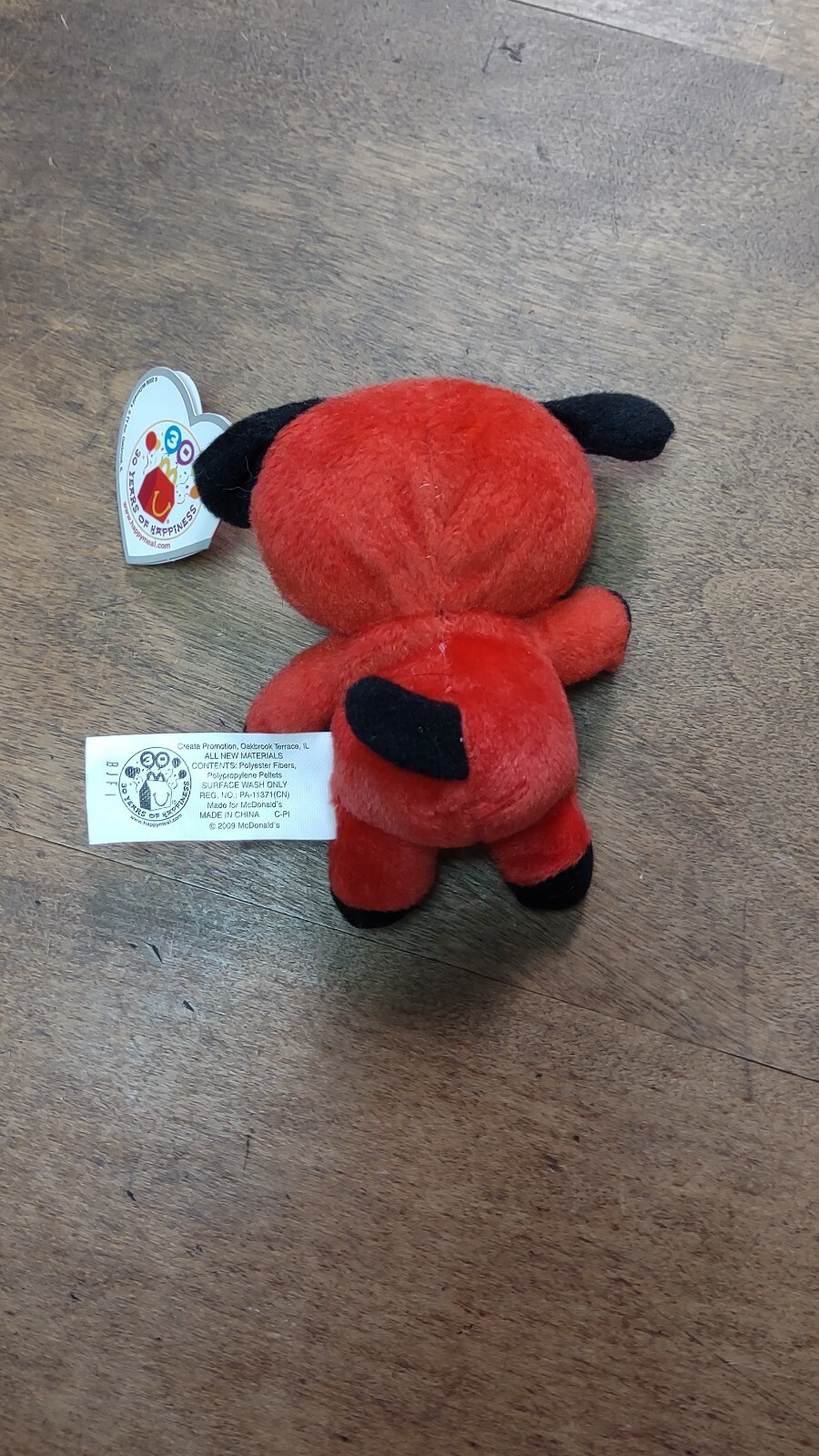 2009 Ty Teenie Beanie "Radish" The Dog Red 3.5" McDonald's Happy Meal