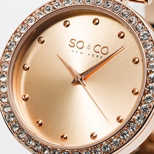 SO&CO New York Women's 5062.3 SoHo Quartz Crystal Accent 16K Rose Tone Chain Lin - Picture 6 of 6