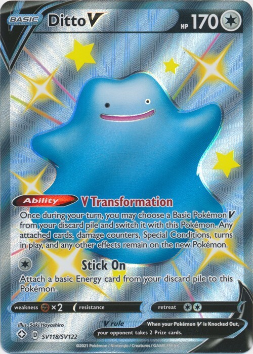 Ditto V SV118/SV122 Shiny Holo Rare Shining FateS Pokemon Ditto V SV118/SV122 Shiny Holo Rare Shining FateS Pokemon