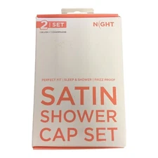 NIGHT Satin Shower & Sleep Cap Set Perfect Fit Frizz Proof, 2-pack