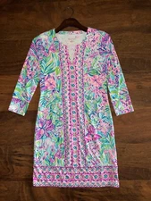 Lilly Pulitzer XS ChillyLilly FAVORITE THINGS NADINE DRESS Notch Neck UPF50+