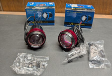 Pair Of Motorcycle Universal Fog Spot Lights W Red Ring - 12v-80v