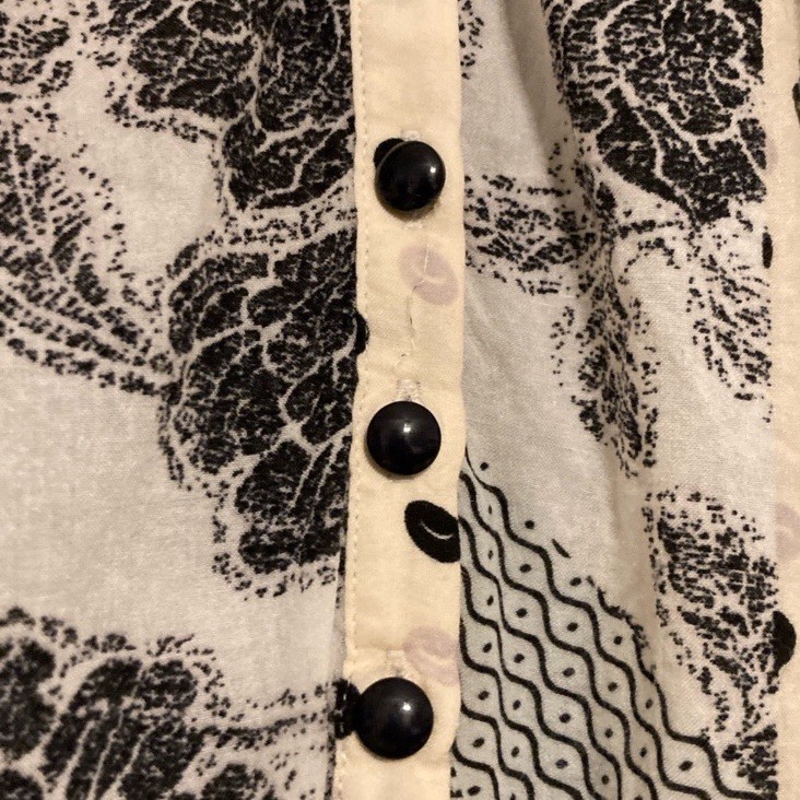 Maeve Patchwork Floral Button Blouse Split Neck 3… - image 4