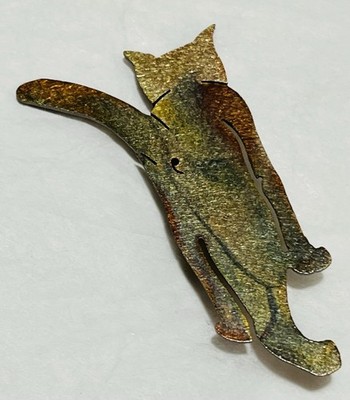 Vintage USA Artist Multi Tone Copper  Metal Walking Away Cat Pin Brooch Gift