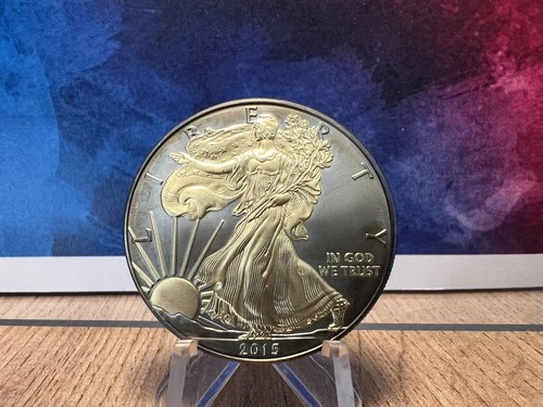 2015 The Walking Liberty  1oz .999 Silver Coin Black Ruthenium & 24k Gold Finish