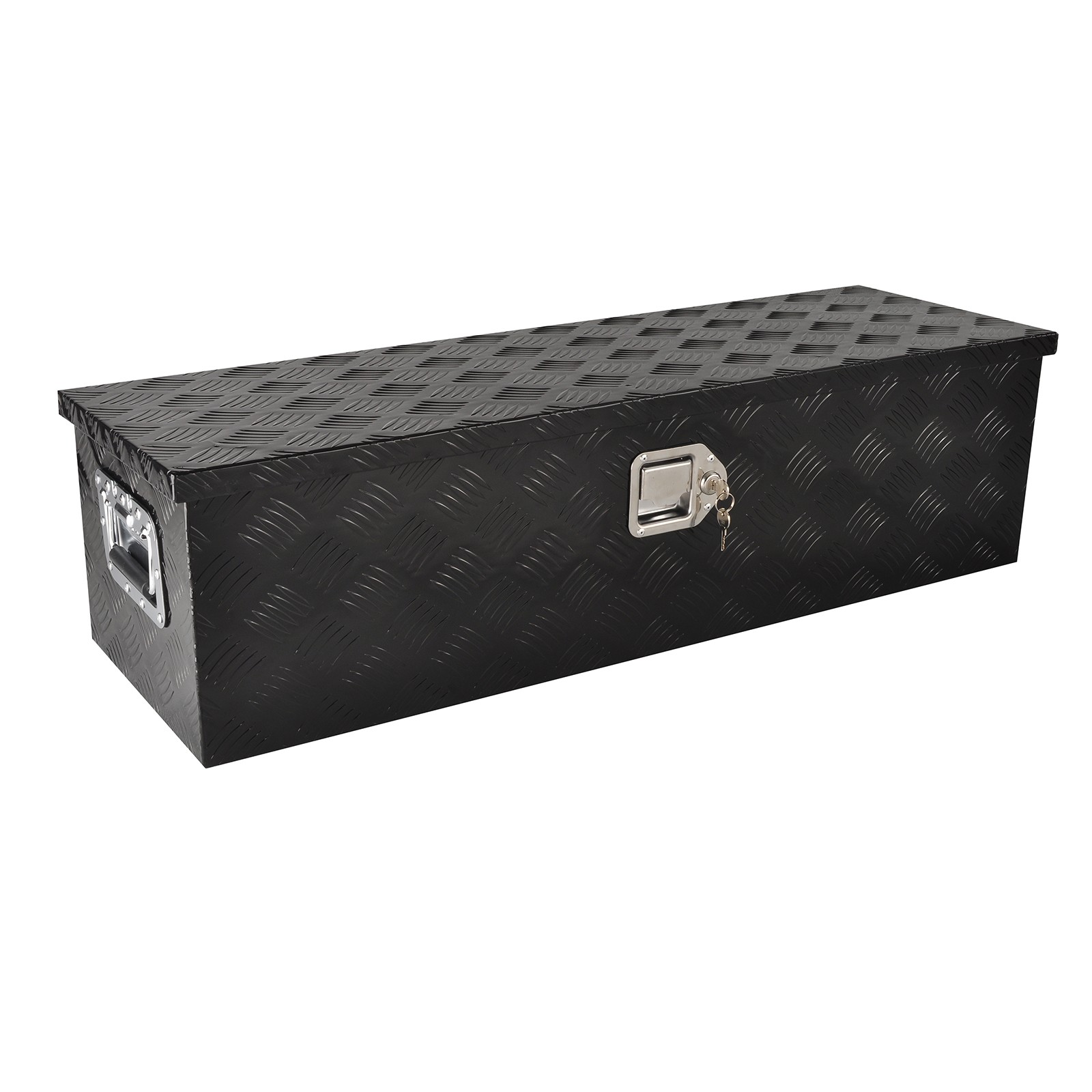 39"x13"x10" Black Aluminum Pickup Truck Trunk Bed Tool Box Trailer Storage+Lock