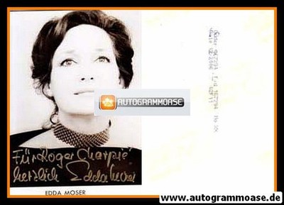 Original Signed Autograph Card Edda MOSER 1980s Classic Photo Portrait B/W 2