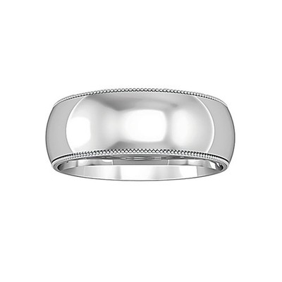 Ehering 9 kt Weißgold Jewelco London Komfort Hof Perlen Rand Band 7 mm