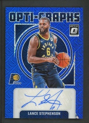 2024-25 LANCE STEPHENSON 20/24 AUTO PANINI DONRUSS OPTIC MOJO BLUE OPTI GRAPHS