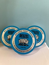 3 Reuzel Blue Strong Hold Water Soluble Pomade 3.38oz New Package Sealed