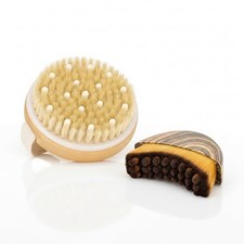 2 in 1 Dry Brushing Body Face Contour Brush Set Natural Boar Bristle B