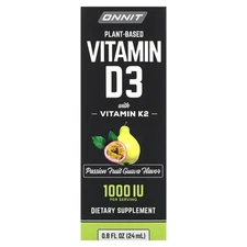 2 X Onnit, Plant Based Vitamin D3 with Vitamin K2, Passion Fruit Guava, 25 mcg (