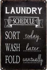 Laundry Signs Laundry Room Tin Metal Signs Home D cor Laundry Schedule Wash Room