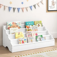 Toddler Bookshelf for Kids Rooms, Nursery Book Shelves with Open Forward Display