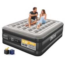 20" Queen Air Mattress with Built in Pump, Inflatable Blow up Bed, Upgraded