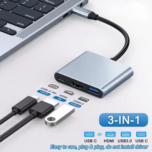 3 in1 Type C to USB-C 4K HDMI USB 3.0 Hub Adapter Cable Lead For MacBook Samsung